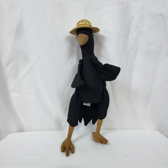 Homeland Collection Black Bird w/Straw Hat Plush Articulated 12" Stuffed Toy Vtg - Picture 1 of 9